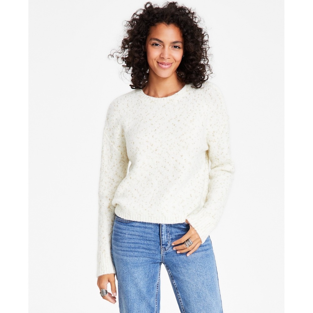 Calvin Klein Womens Metallic Crewneck Pullover Sweater Blue X-Large